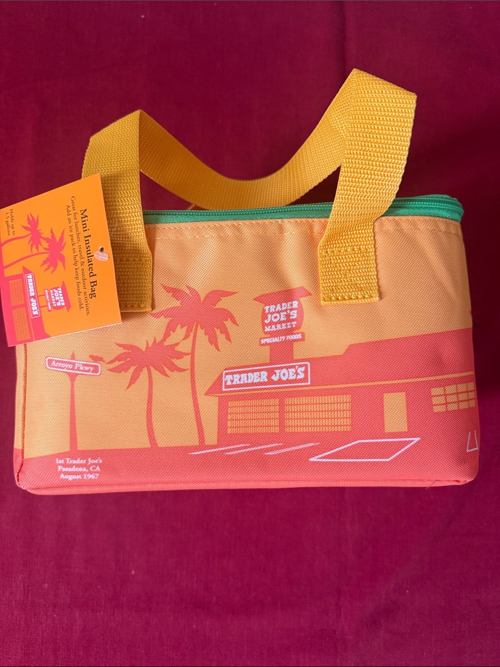 NWT Trader Joe’s Orange & Light Green Palm Print Pouch